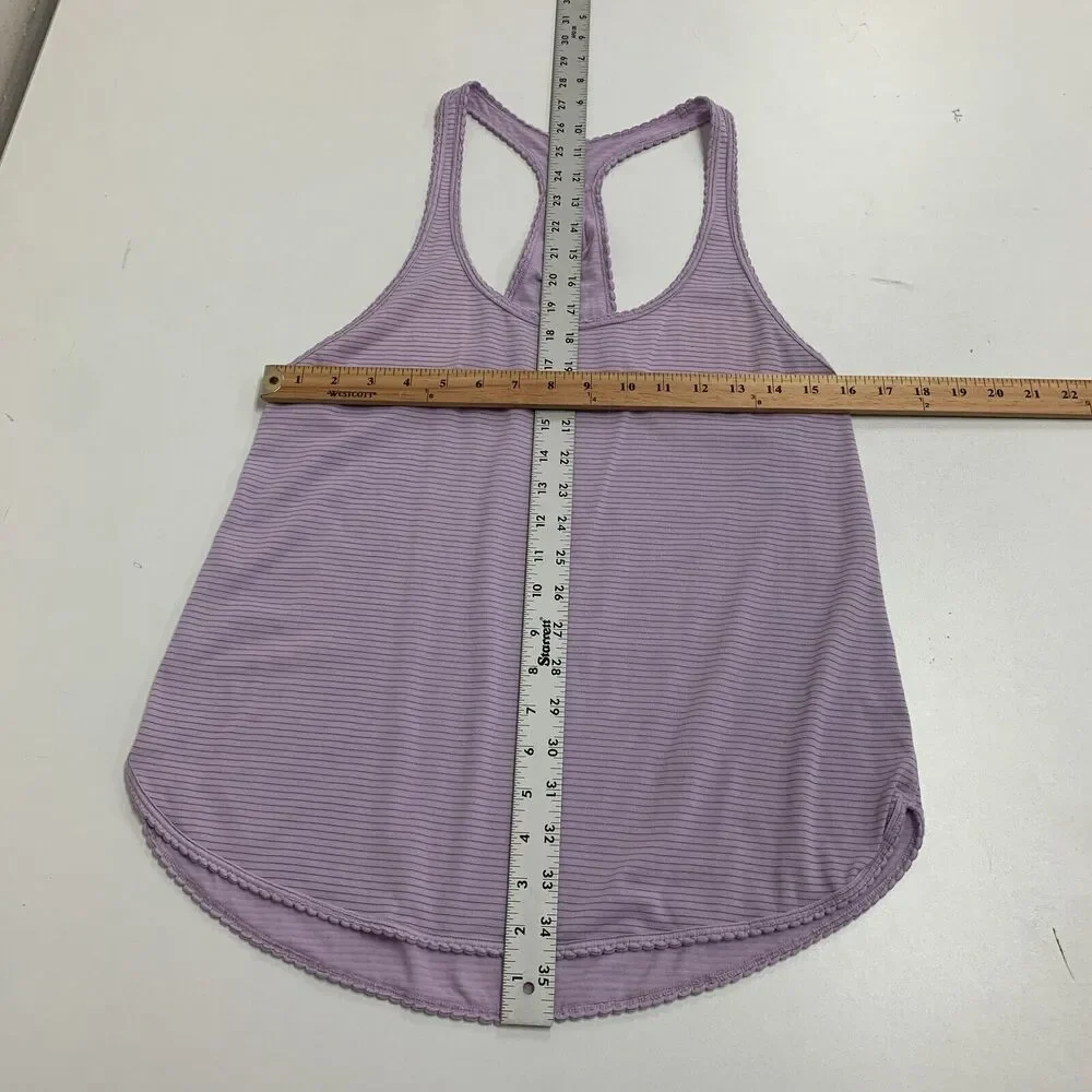 Lululemon Racerback Tank Top Womens 4 Lavender Striped Scoop Neck Sleeveless